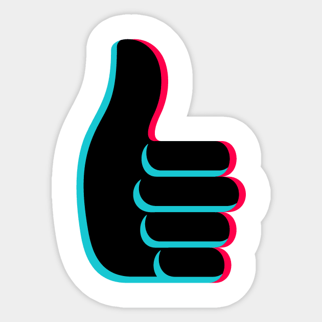 TikTok like thumbs up emoji smiley Black Sticker by ThingyDilly